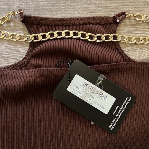 **NWT** PLT Chain waist cut-out ribbed micro mini skirt - Picture 9 of 9